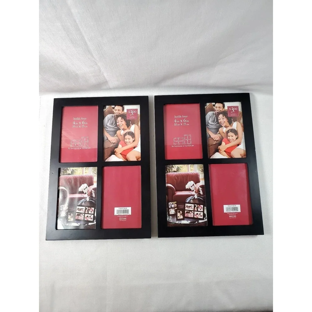 Set of‎ 2 ● Black 4x6 Collage Photo Frames Wall or Table Display (New Old Stock)